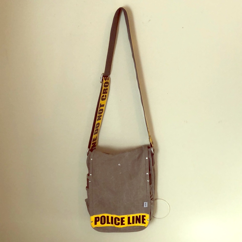 Police Line Accent Tan Shoulder Satchel